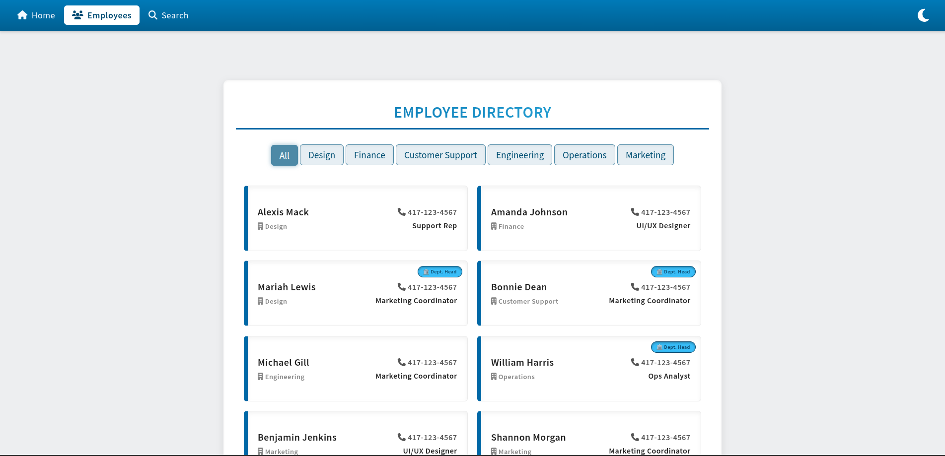 Employee Directory demo preview